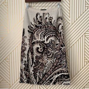 Peruvian Connection Alameda Paisley 100% Pima Cotton Midi Skirt knit western M